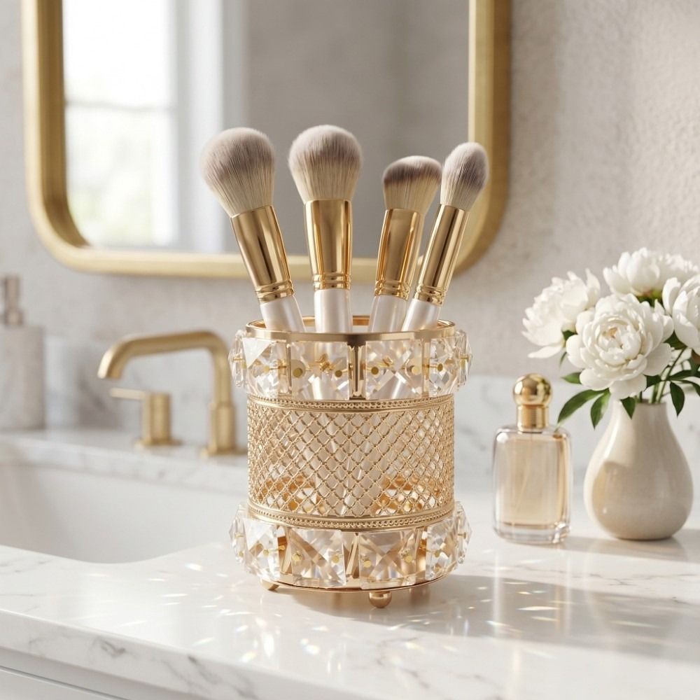 Gold Makeup Brush Holder Organ - огляд і ціна Luxury Skincare And Makeup Brands